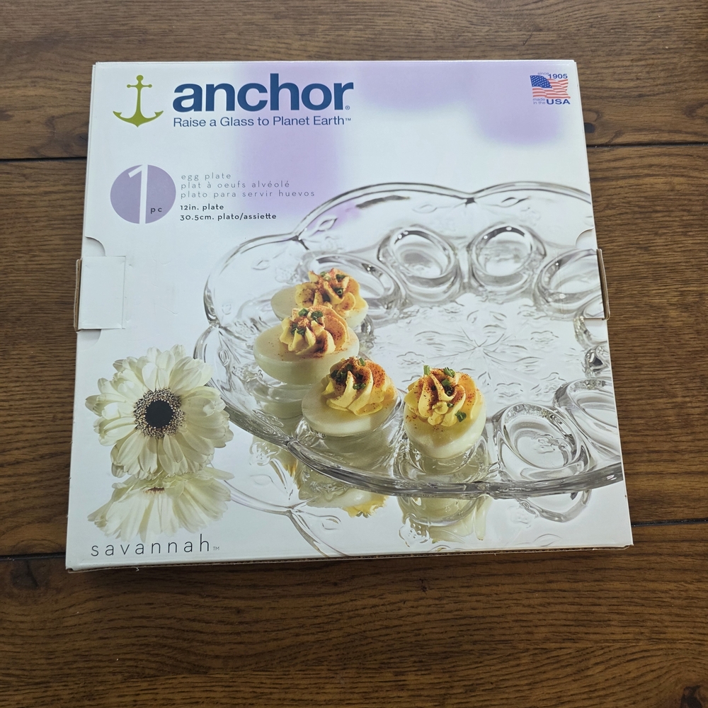 Anchor Hocking Clear Glass Deviled Egg Plate